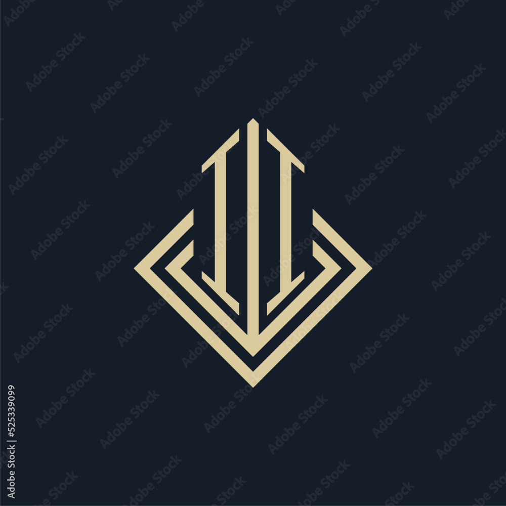 Initials II logo rhombus lines shape style, luxury modern real estate ...