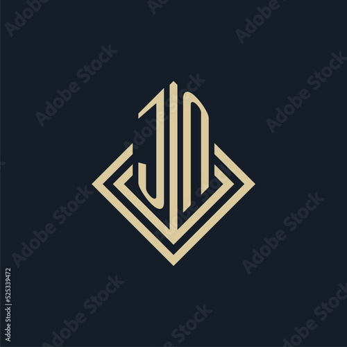 Initials JN logo rhombus lines shape style, luxury modern real estate logo design photo