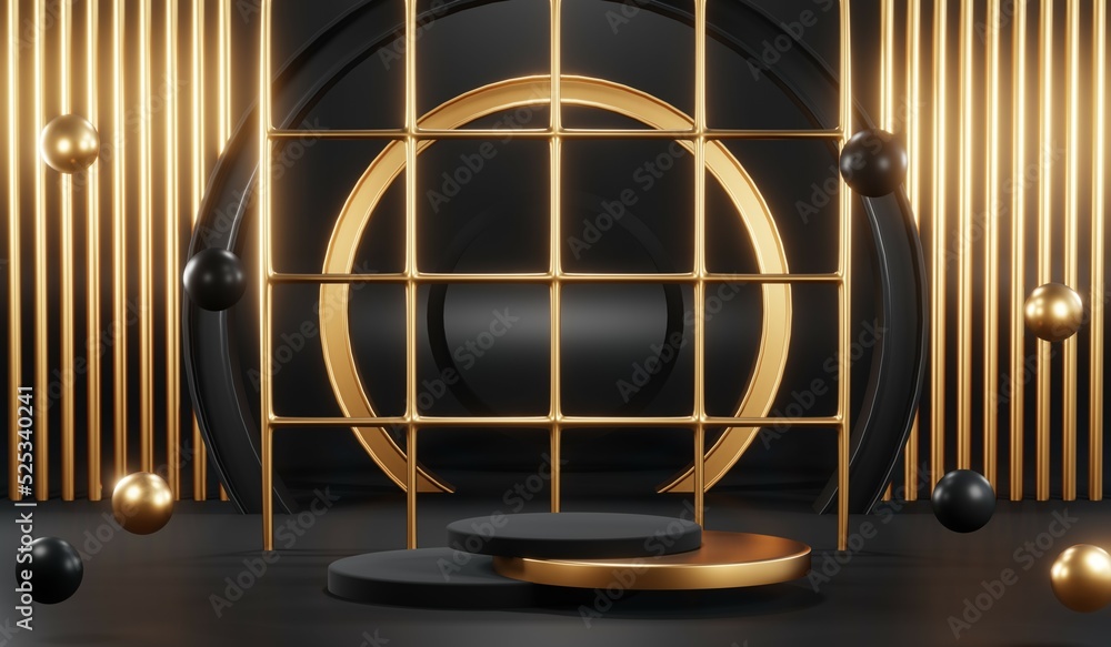 3D rendering of blank product background for cream cosmetics Modern black podium background 3D rendering of blank product background for cream cosmetics Modern black podium background