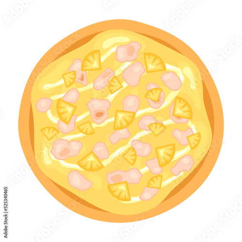 Illustration of hawaiian pizza. Vector flat modern illustration of exotic pizza