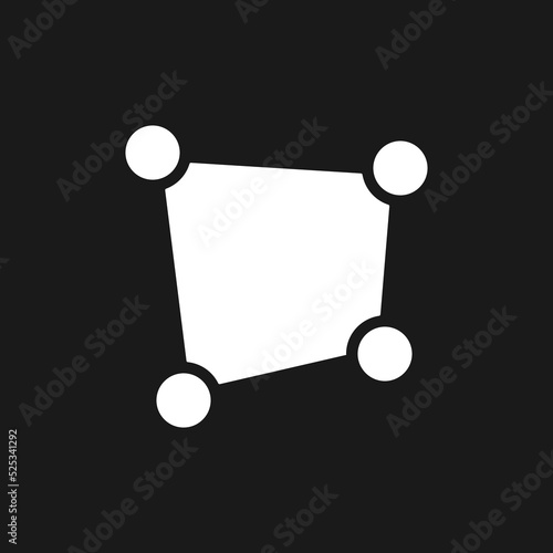 Perspective tool dark mode glyph ui icon. Simple filled line element. User interface design. White silhouette symbol on black space. Solid pictogram for web, mobile. Vector isolated illustration