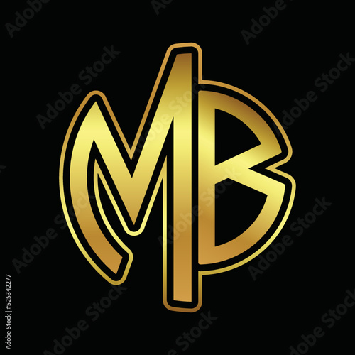 Alphabet MB Gold style illustration Initial vector logo template in abstract shape photo