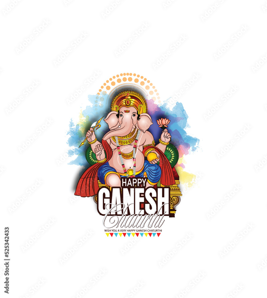illustration of Lord Ganpati for Ganesh Chaturthi festival of India, Ganesh chaturthi for greeting,card, poster background.