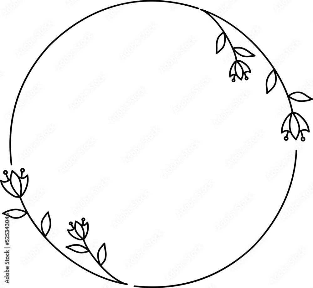 Wreath floral flower plant lineart,doodle for invitation card Wreath floral flower plant lineart,doodle for invitation card