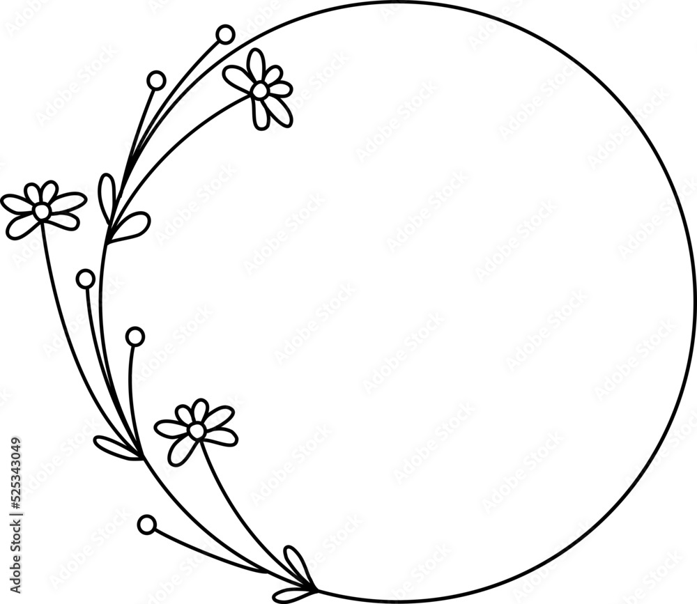 Wreath floral flower plant lineart,doodle for invitation card Wreath floral flower plant lineart,doodle for invitation card