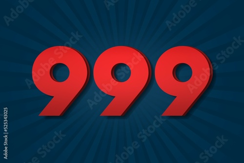 999 nine hundred and ninety-nine Number count template poster design. reward photo