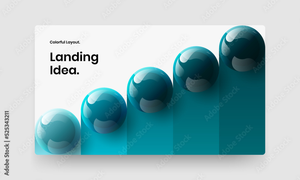 Unique 3D balls pamphlet illustration. Vivid company brochure vector design concept.