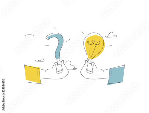 Question and answer, solving problem or business solution, ask for reply or idea to solve difficulty and trouble, FAQ concept,  vector