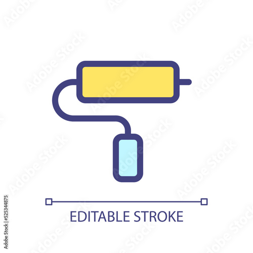 Paint roller tool pixel perfect RGB color ui icon. Tools for home renovation. Simple filled line element. GUI, UX design for mobile app. Vector isolated pictogram. Editable stroke. Arial font used