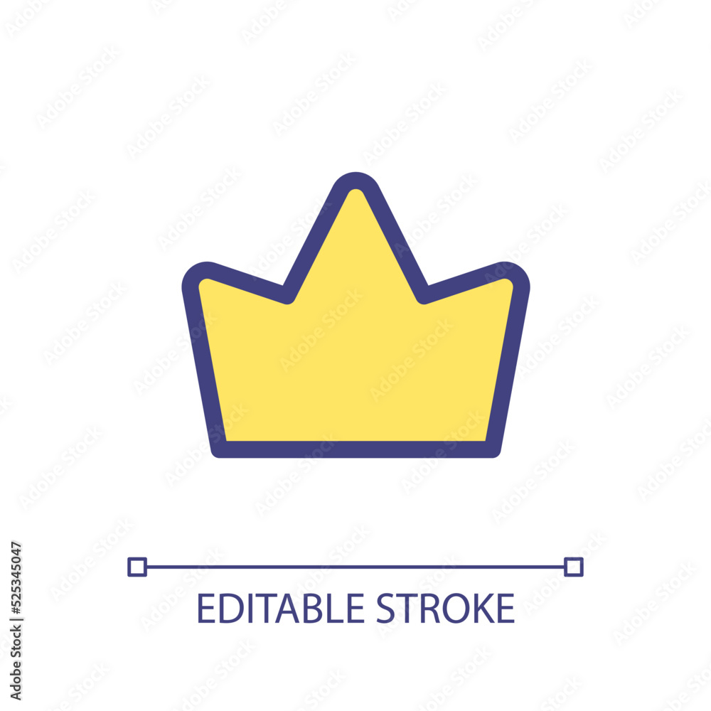 Crown pixel perfect RGB color ui icon. Trusted seller. Top ecommerce store. Simple filled line element. GUI, UX design for mobile app. Vector isolated pictogram. Editable stroke. Arial font used