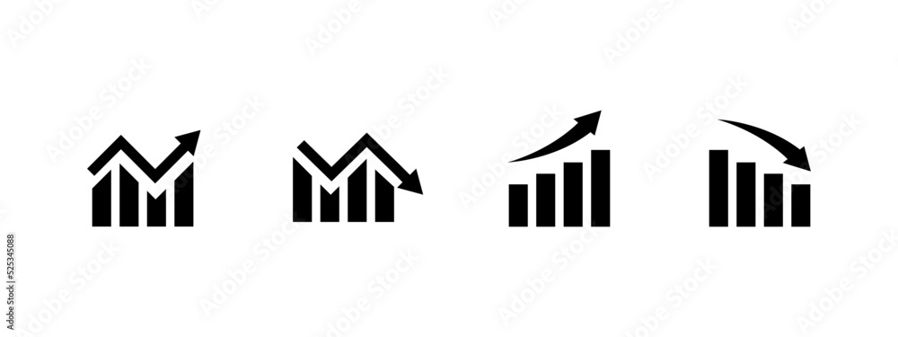 Growth vector icon. Graph with arrow going up and down. Vector ...