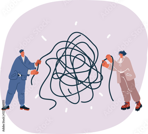 Vector illustration of psychologist's appointment. Psychotherapy concept of treating mental problems or depression. Psychologist supports the client. Doosle linear