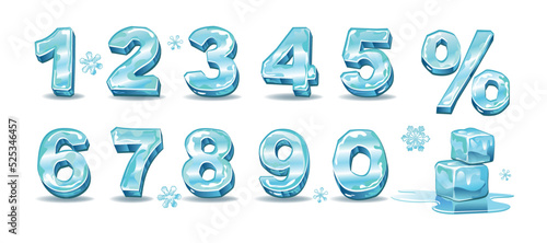 Fresh blue icy numbers, ice cubes