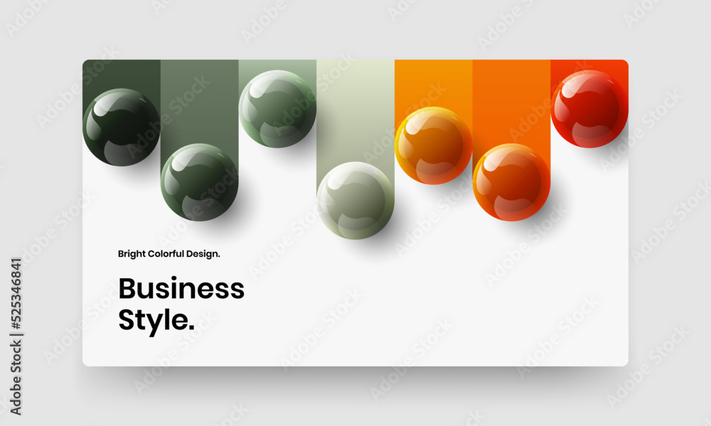 Creative corporate cover vector design template. Bright 3D spheres placard illustration.