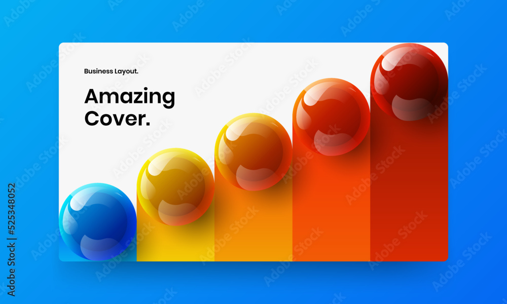 Simple 3D balls poster illustration. Creative corporate identity design vector template.