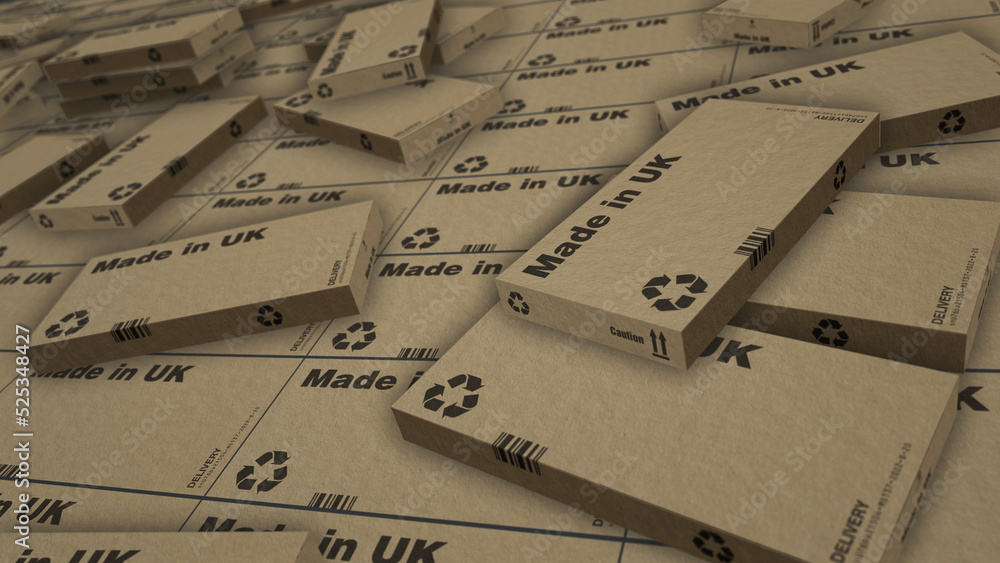Made in UK box pack 3d illustration