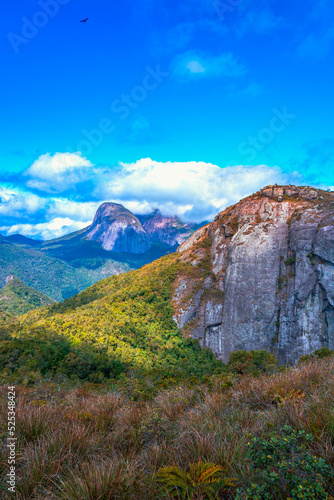 The three peaks under the amazing orange light of the sunset. View of the mountain against three peaks of Lavaredo, Dolomites Alps, Landscape photography