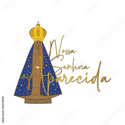 Vector Illustration of Our Lady Nossa Senhora Aparecida, considered the patron saint of Brazil