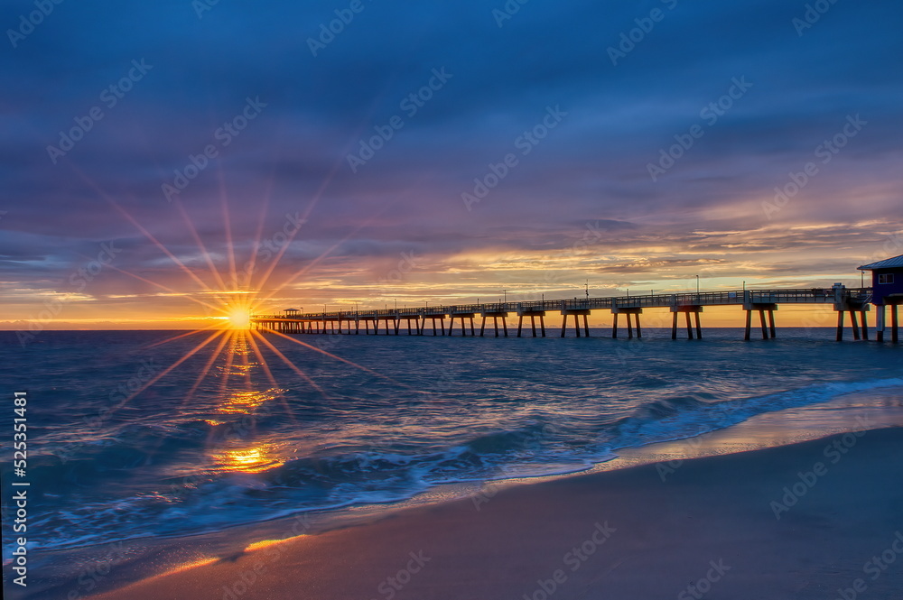 Starburst Sun at the Pier Sunrise