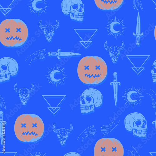 halloween vector seamless pattern witchcraft drawing