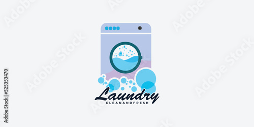 laundry washing machine logo with creative concept for you laundry businees icon