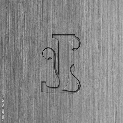 Brushed steel with the letter A texture with the letter J