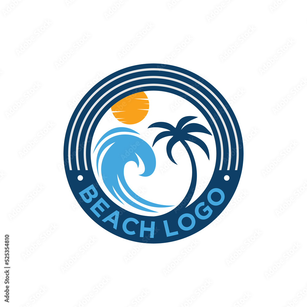 Obraz premium Wave Beach Logo Design