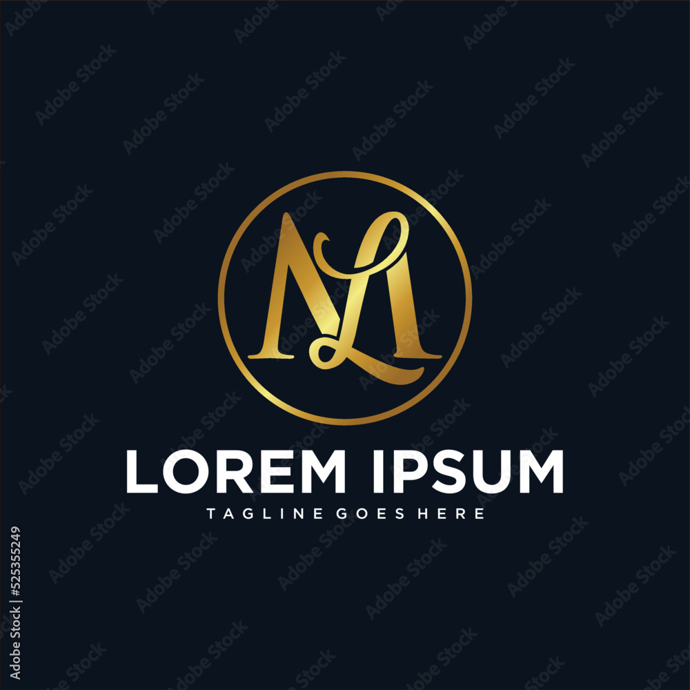Letter ML Luxury Brand Logo Design Letter ML Luxury Brand Logo Design