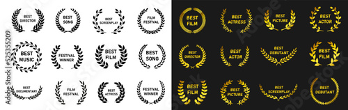 Awards logotype. Film award wreaths vector icon