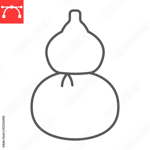 Gourd calabash line icon, chinese bottle and drink, calabash vector icon, vector graphics, editable stroke outline sign, eps 10.