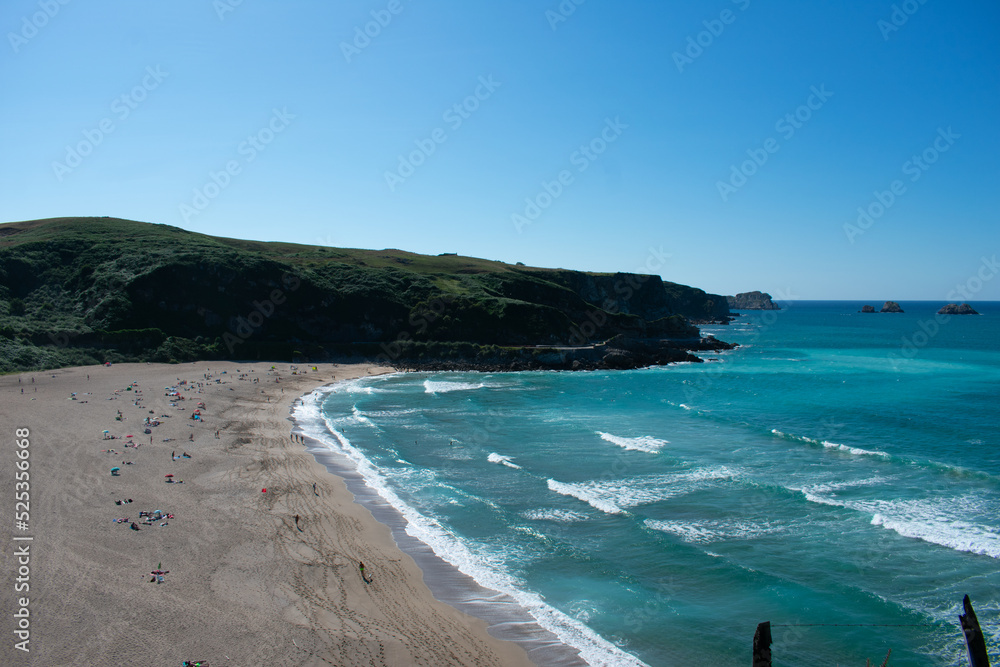 Panorama of the beach of Usgo in cantabria, noth of spain