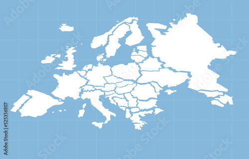 Europe 3d map with gps pins isolated on white background - Vector	
