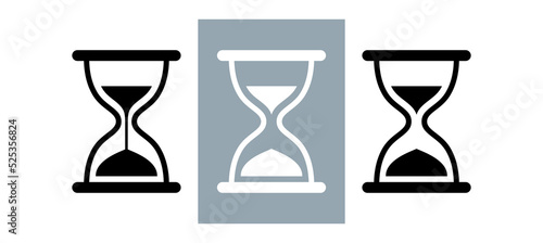 Hourglass icon. Symbol of time, waiting or loading. Isolated raster illustration on white background.