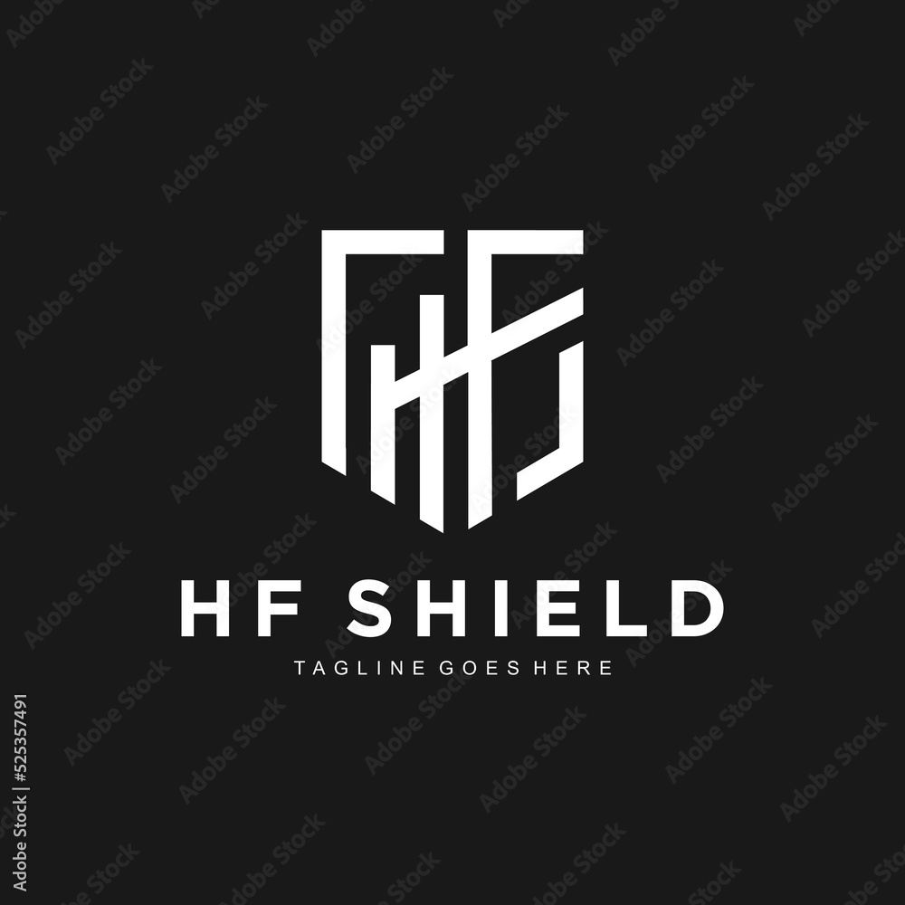 Shield Hf Letter Logo Design Shield Hf Letter Logo Design