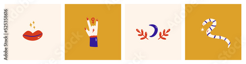 Girl power illustrations, colorful posters. Feminism concept art. Vector cards. 