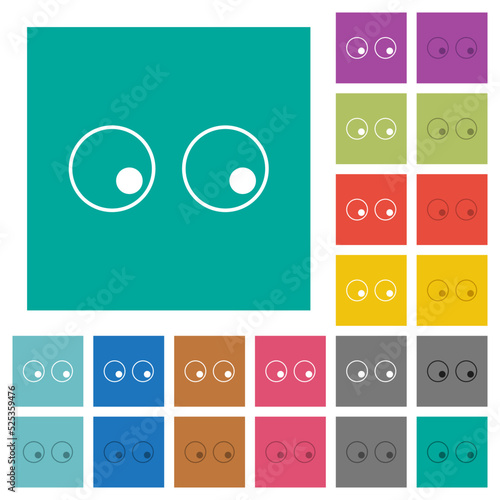 Watching eyes outline square flat multi colored icons