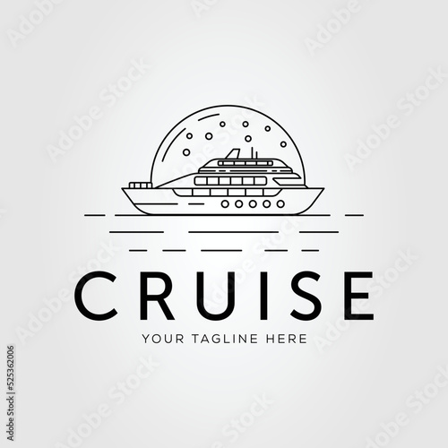 cruise or yacht or ship on ocean logo vector illustration design