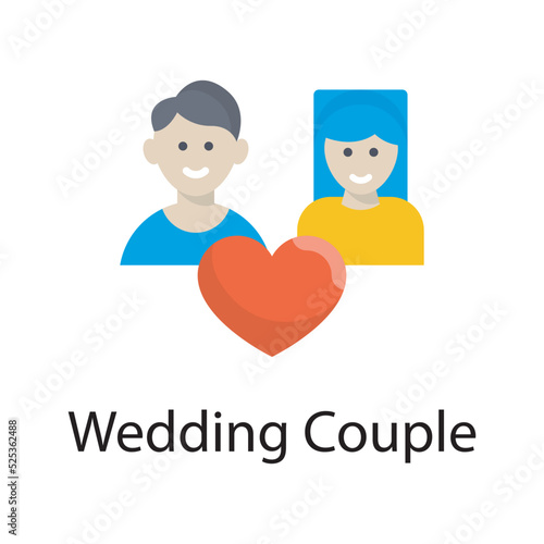 Wedding Couple vector flat Icon Design illustration. Miscellaneous Symbol on White background EPS 10 File