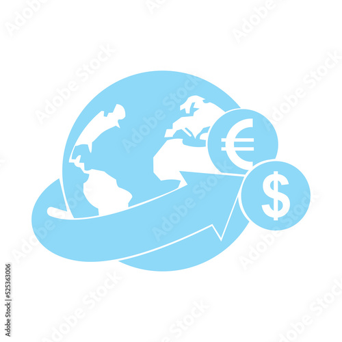 Arrow wrapped around the earth. Remittances icon symbol