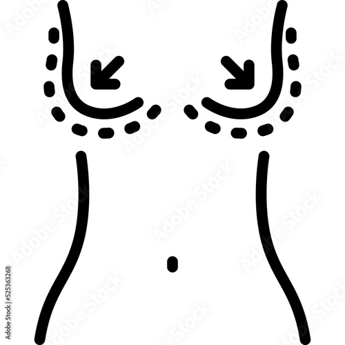 Breast augmentation icon. Filled outline design. For presentation.