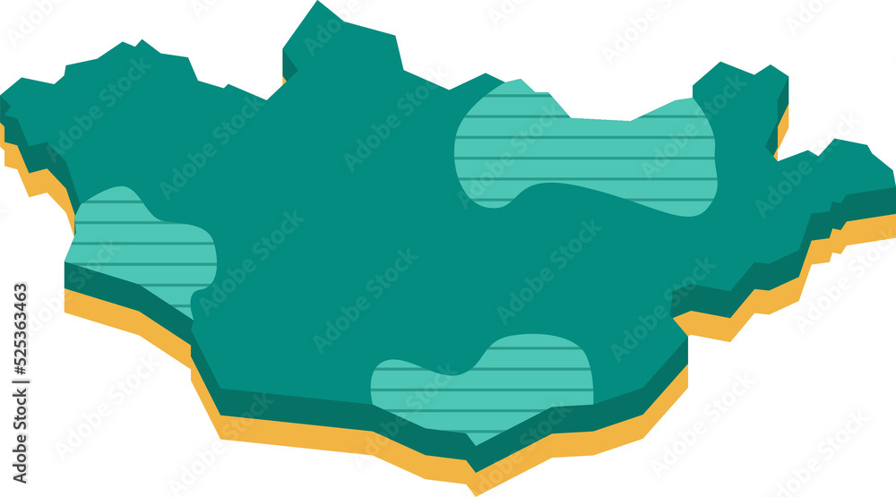 3d vector map of Mongolia