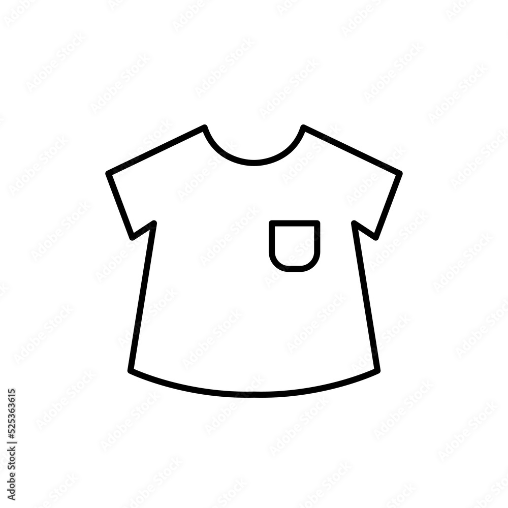 Vecteur Stock Simple baby t shirt outline vector icon. EPS 10... Kids  fashion flat clothes.... Newborns wear...... Basic baby clothing. T shirt  children front side. For app, web, design, dev, ui, graphic,