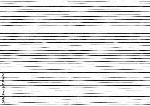 Fototapeta 手描きの細い線で作った横向きのしましま背景 - シンプルなシームレスの白黒ボーダー - A4比率