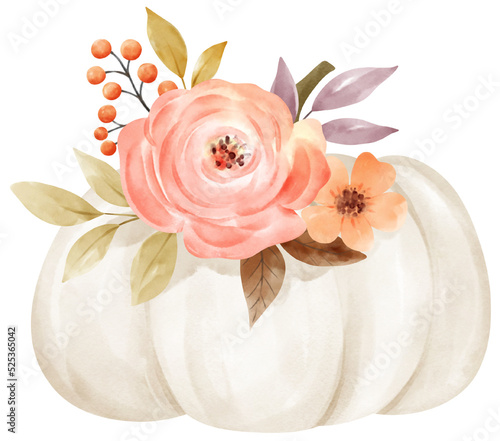 Brown pastel pumpkin with flower autumn