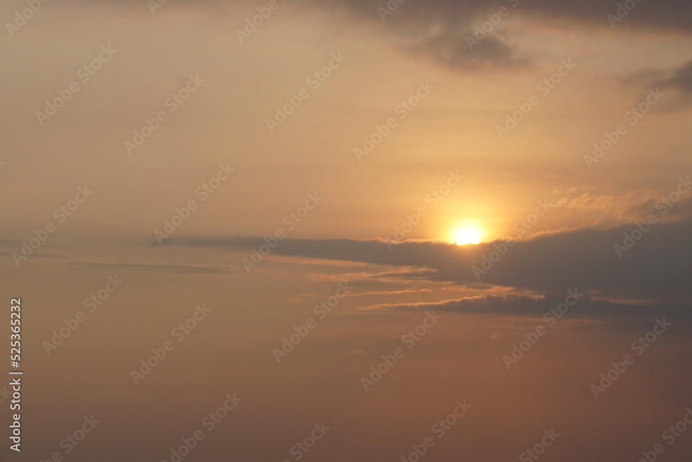 Sunrise over the hill. There are some clouds Sunrise over the hill. There are some clouds