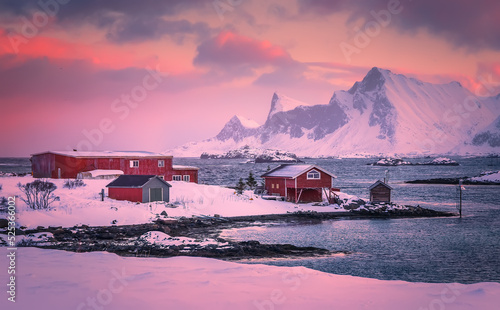Fotografie, Obraz Wonderful nature image of north fjords with mountains landscape