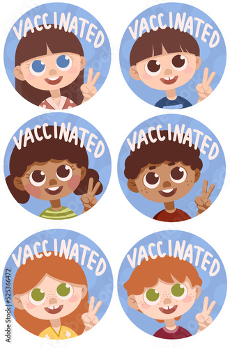 Vaccinated stickers and pins for kids 