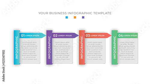  Business infographic element and organization 4 step timeline creative presentation design