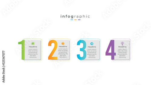 4 step number style timeline infographic design
