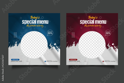 Fast food business promotion social media  post template design, Restaurant healthy burger online sale social media marketing cover or flyer bundle